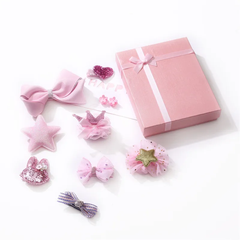 10-pack Headband Hair Clips for Girls (with Box) Light Pink image 4