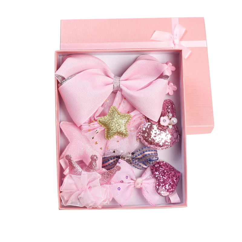10-pack Headband Hair Clips for Girls (with Box) Light Pink image 5
