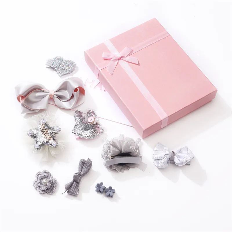 10-pack Headband Hair Clips for Girls (with Box) Silver