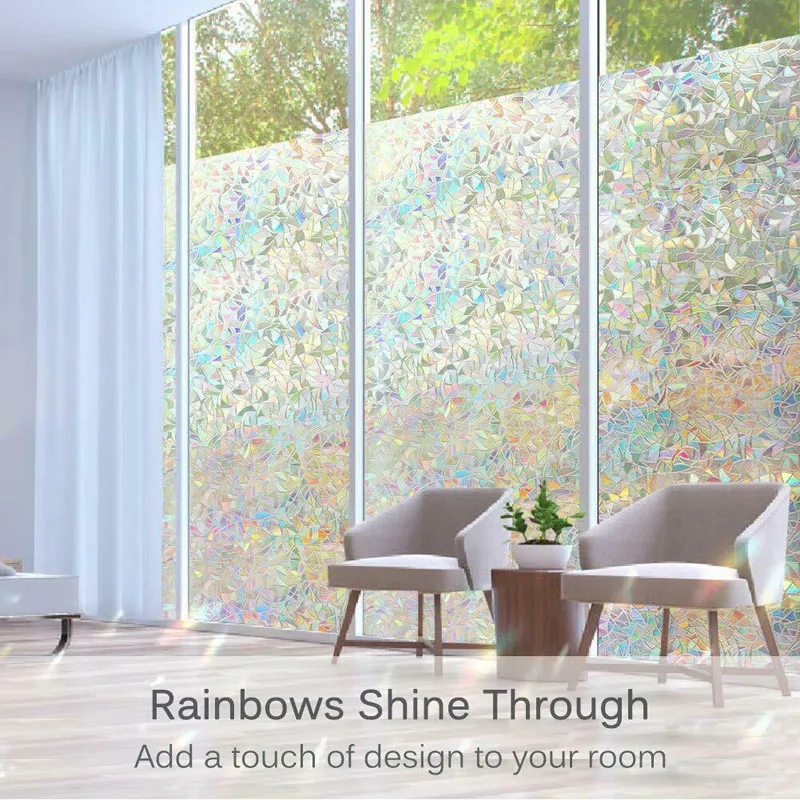 

Colorful little ice flowers Window Privacy Film Static Window Clings No Glue Glass Sticker Removable Window Decals Stickers for Living Room Kitchen Of