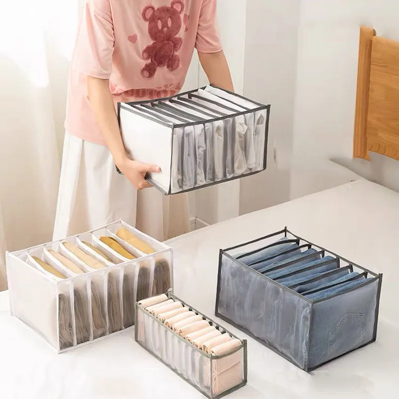 1pc/3pcs Foldable Drawer Organizers Mesh Divider Organizers Collapsible Closet Clothes Organizer Storage Box for Jeans T-shirt Socks Leggings big image 2