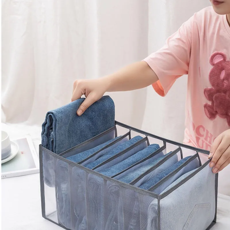 1pc/3pcs Foldable Drawer Organizers Mesh Divider Organizers Collapsible Closet Clothes Organizer Storage Box for Jeans T-shirt Socks Leggings Grey image 2