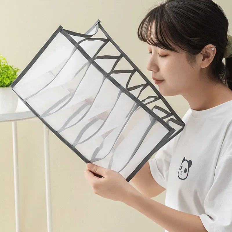 1pc/3pcs Foldable Drawer Organizers Mesh Divider Organizers Collapsible Closet Clothes Organizer Storage Box for Jeans T-shirt Socks Leggings Grey image 4