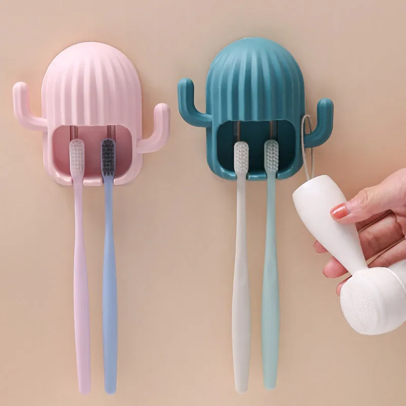Cactus Toothbrush Holder Wall-Mounted Free Punch Tooth Brush Storage Rack Bathroom Accessories  image 6