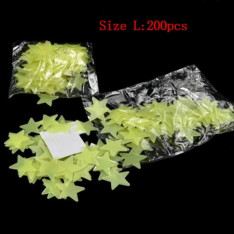 100pcs/200pcs Star Fluorescent Glow In the dark Wall Stickers for Kids Room living room Decal big image 5