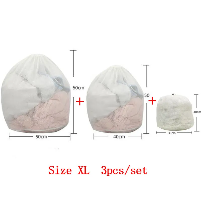 1 pz/3 pz sacchetto della biancheria della maglia con coulisse, reggiseno biancheria intima prodotti per la pulizia della casa accessori per la cura del bucato Bianco big image 1