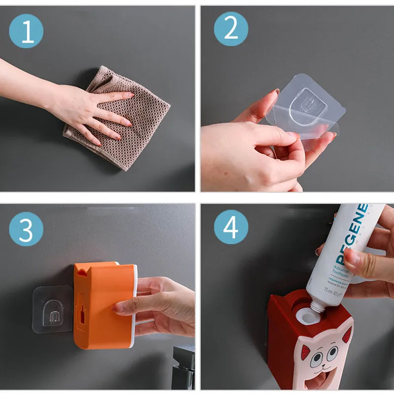 Automatic Toothpaste Squeezer Dispenser Kids Cartoon Wall Mount Toothpaste Dispenser Bathroom Accessories big image 4