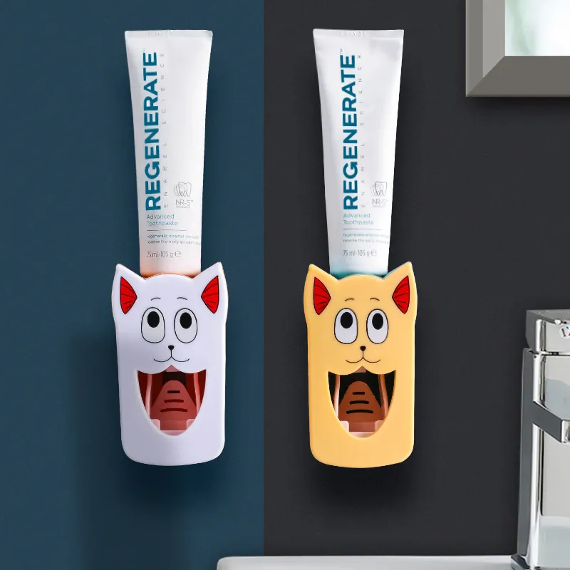 Automatic Toothpaste Squeezer Dispenser Kids Cartoon Wall Mount Toothpaste Dispenser Bathroom Accessories Blue big image 1