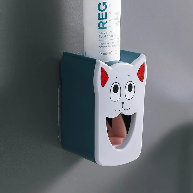 Automatic Toothpaste Squeezer Dispenser Kids Cartoon Wall Mount Toothpaste Dispenser Bathroom Accessories Blue big image 1