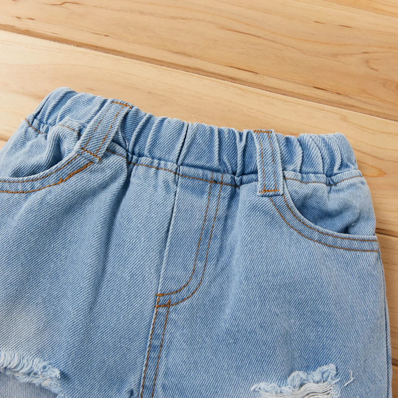 Baby Girl 3pcs Sweet Off-Shoulder Tee and Denim Jeans and Heandband Set Black big image 1
