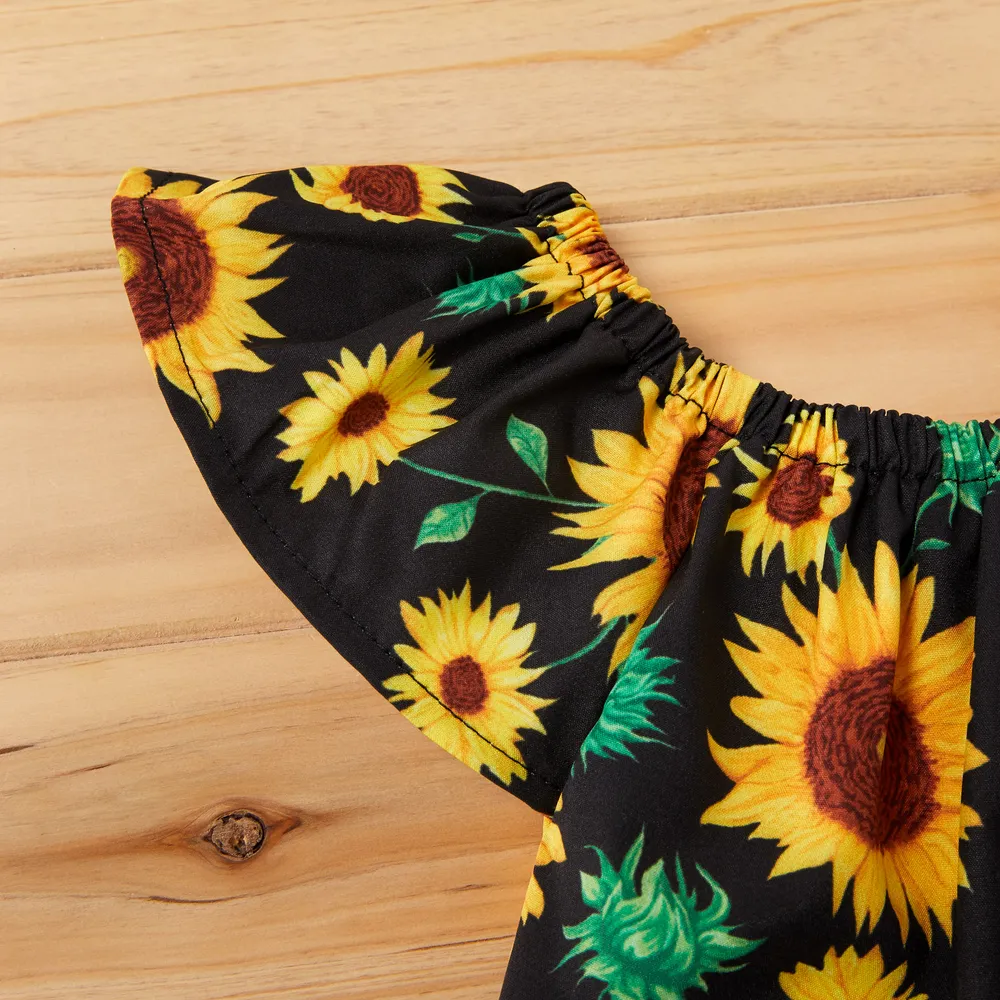 3pcs Sunflower Print Short-sleeve Baby Set big image 4