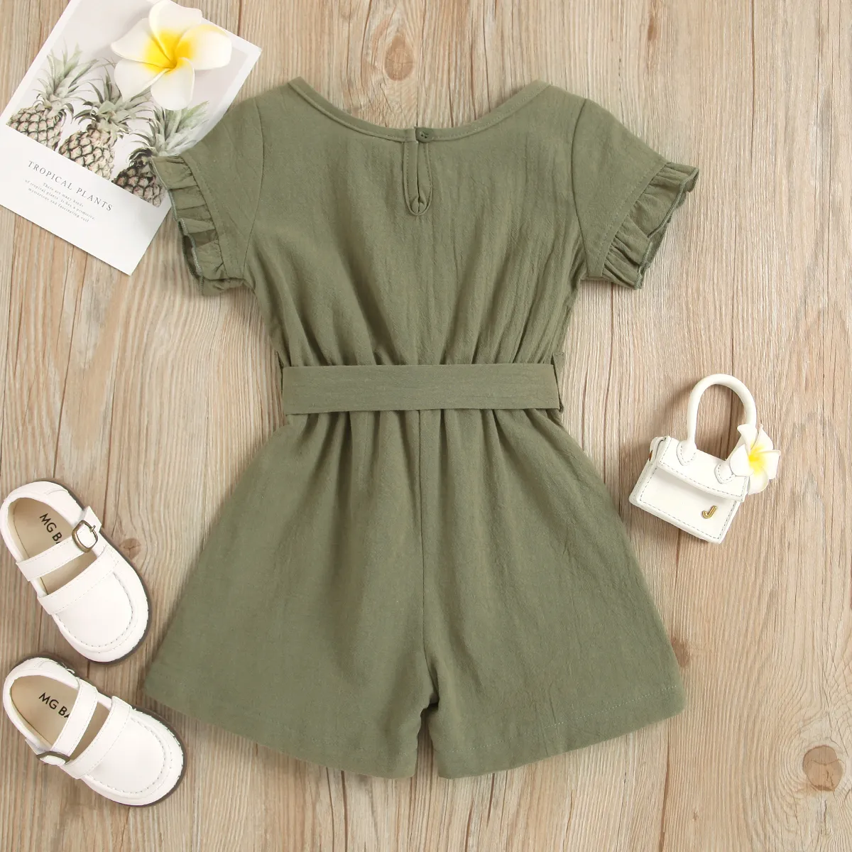 Toddler Girl Casual Solid Jumpsuit Green big image 1