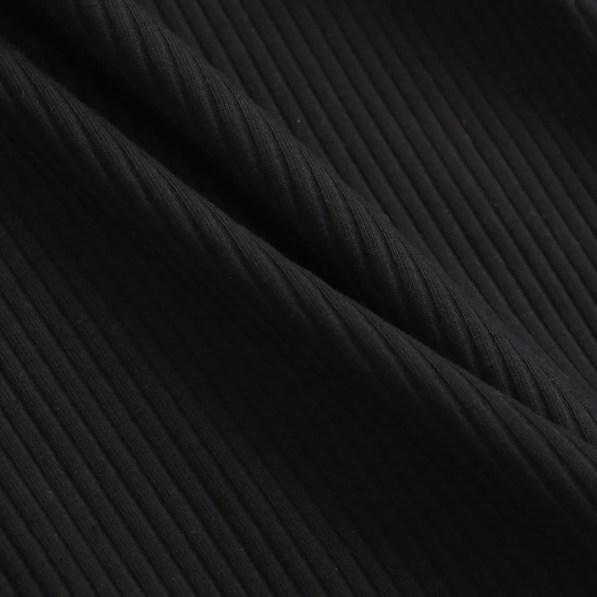 2-قطعة طفلة صغيرة الرقبة وهمية طويلة الأكمام مضلع أسود أعلى و زر تصميم مجموعة تنورة منقوشة أسود big image 1