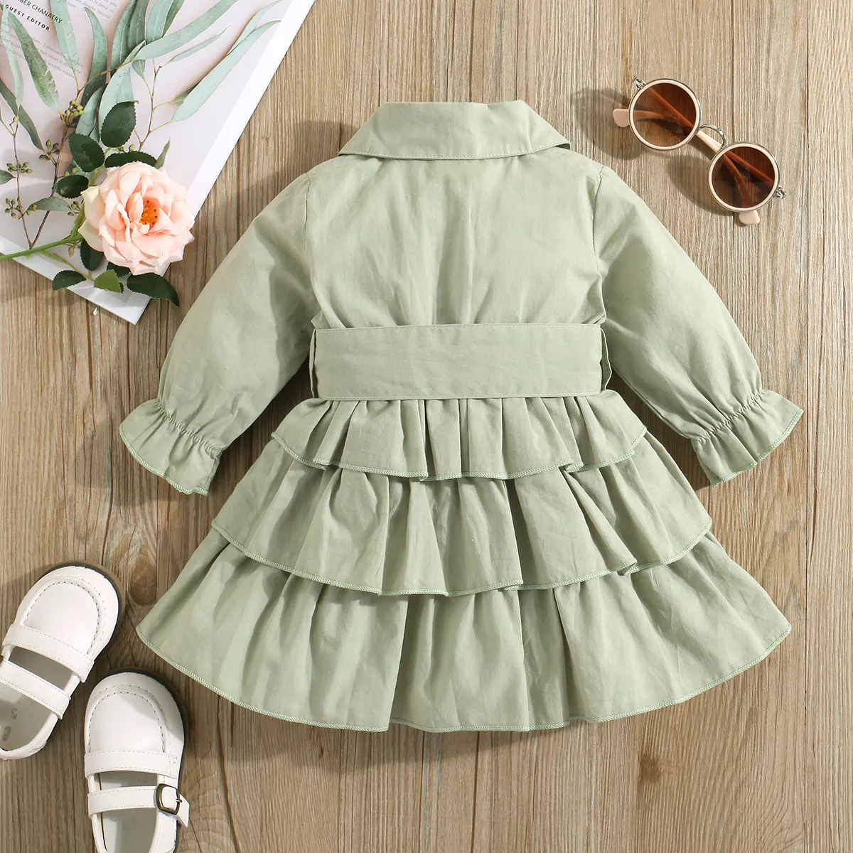 Baby Mehrlagig Avantgardistisch Langärmelig Kleider grün big image 1