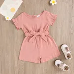 Toddler Girl Casual Solid Jumpsuit Pink