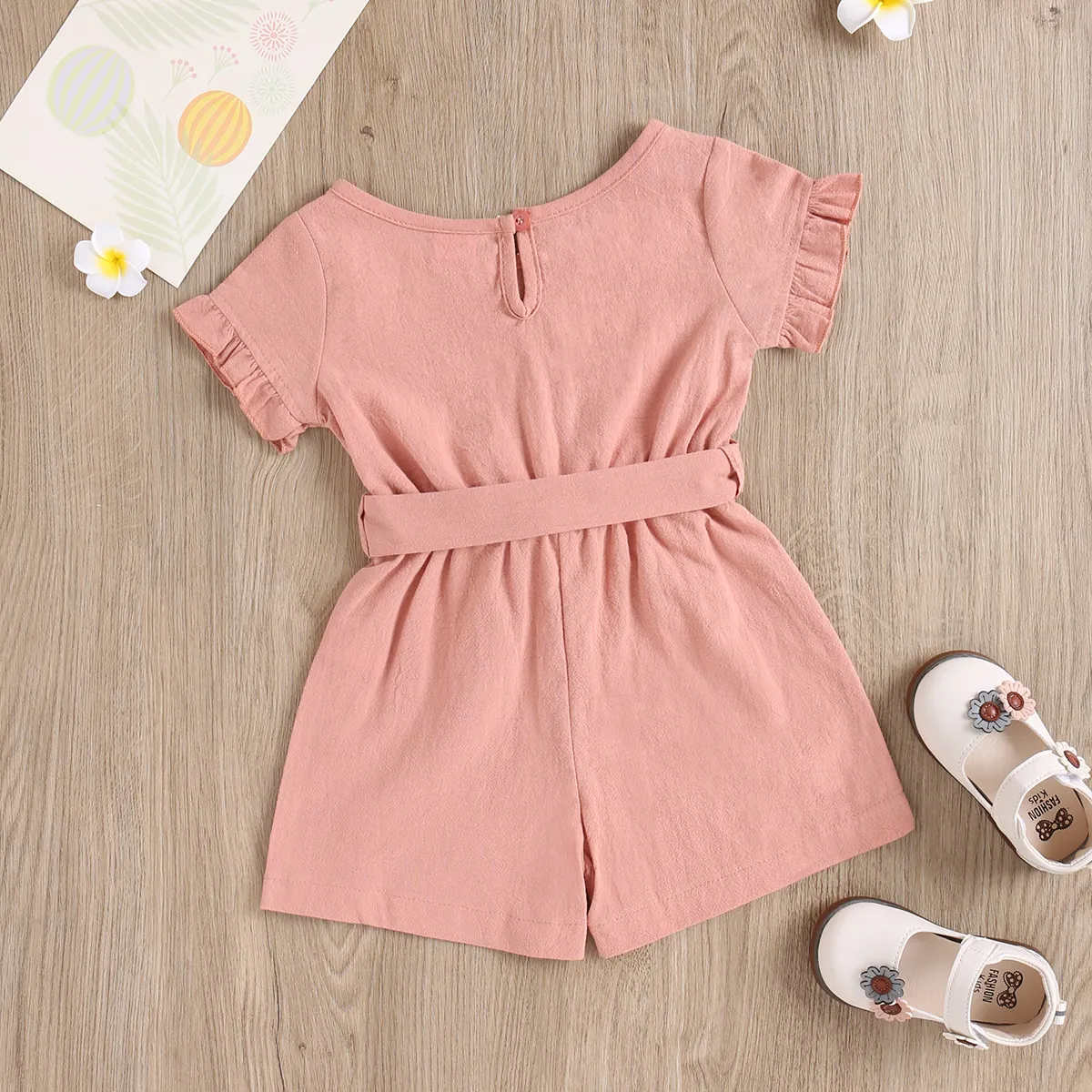 Toddler Girl Casual Solid Jumpsuit Pink big image 1