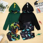 2-piece Kid Boy Animal Dinosaur Print Hoodie Sweatshirt and Pants Casual Set  image 2