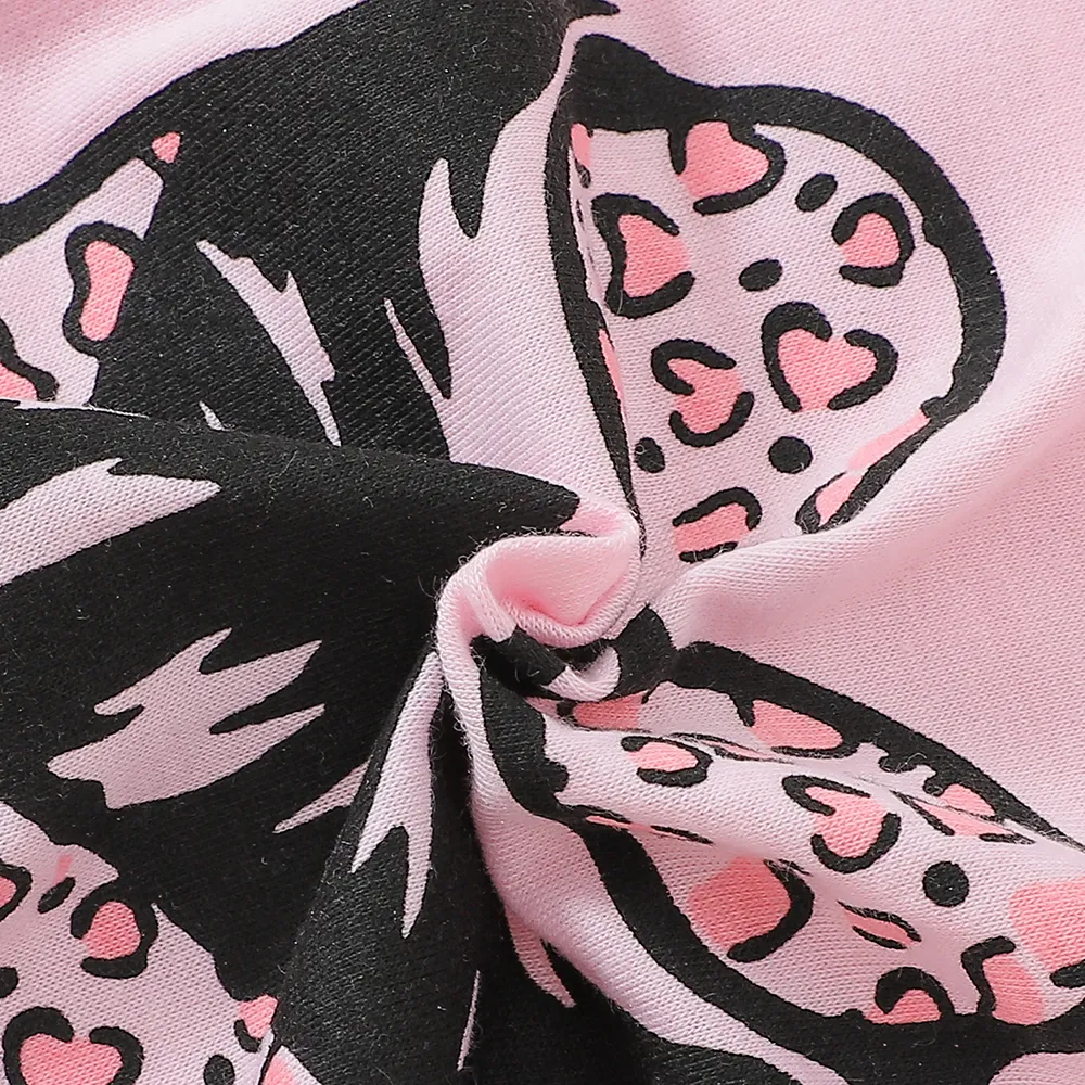 2件 大童 套裝 女 人物 布料拼接 粉色 big image 1