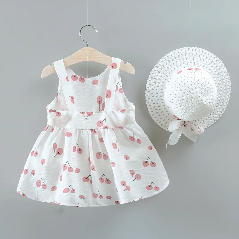 2 unidades Bebé Hipertátil/3D Cereja Bonito Sem mangas Vestidos Rosa image 6