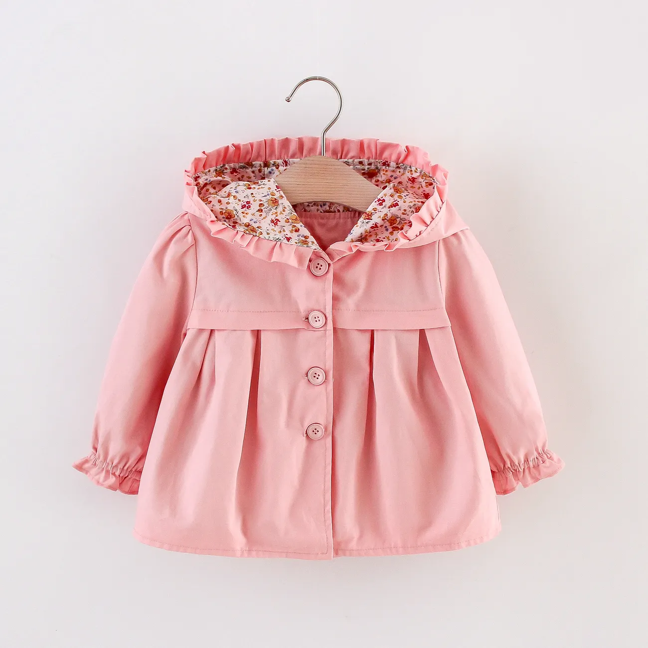 Solid Floral Print Long-sleeve Baby Hooded Jacket Only $17.99 PatPat US