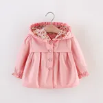 Bebé Menina Com capuz Flores isoladas Bonito Manga comprida Blusões e casacos Rosa