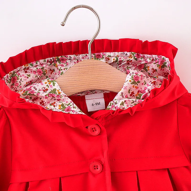 Bebé Menina Com capuz Flores isoladas Bonito Manga comprida Blusões e casacos Vermelho big image 1