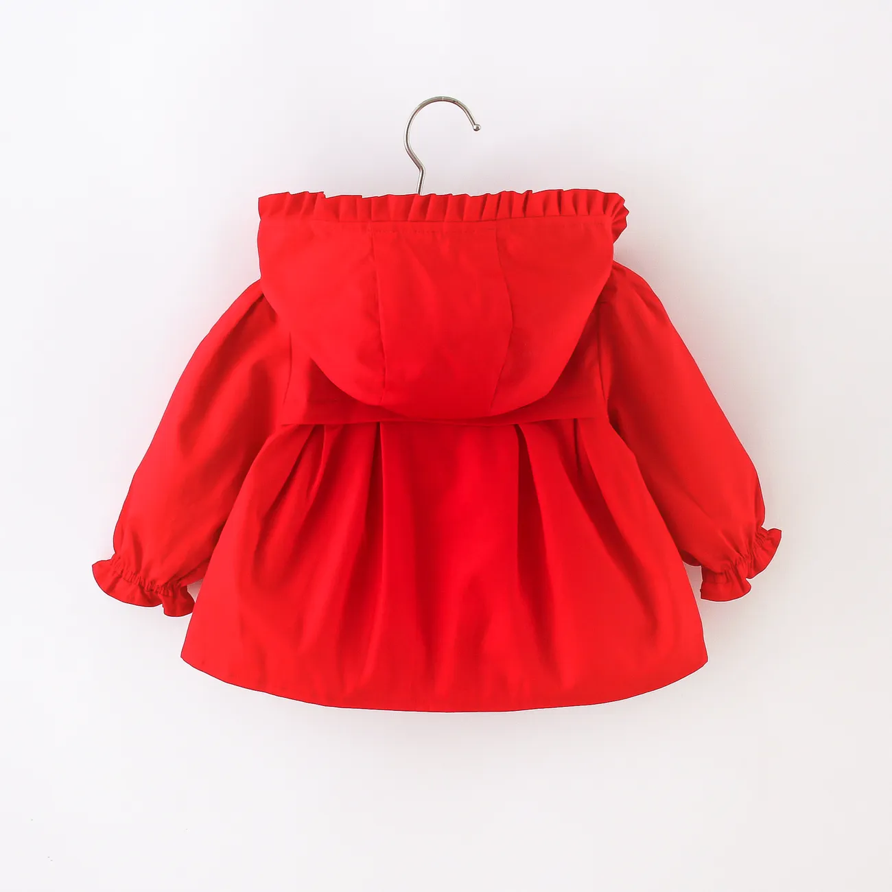 嬰兒 女 連帽 碎花 甜美 長袖 外套 紅色 big image 1