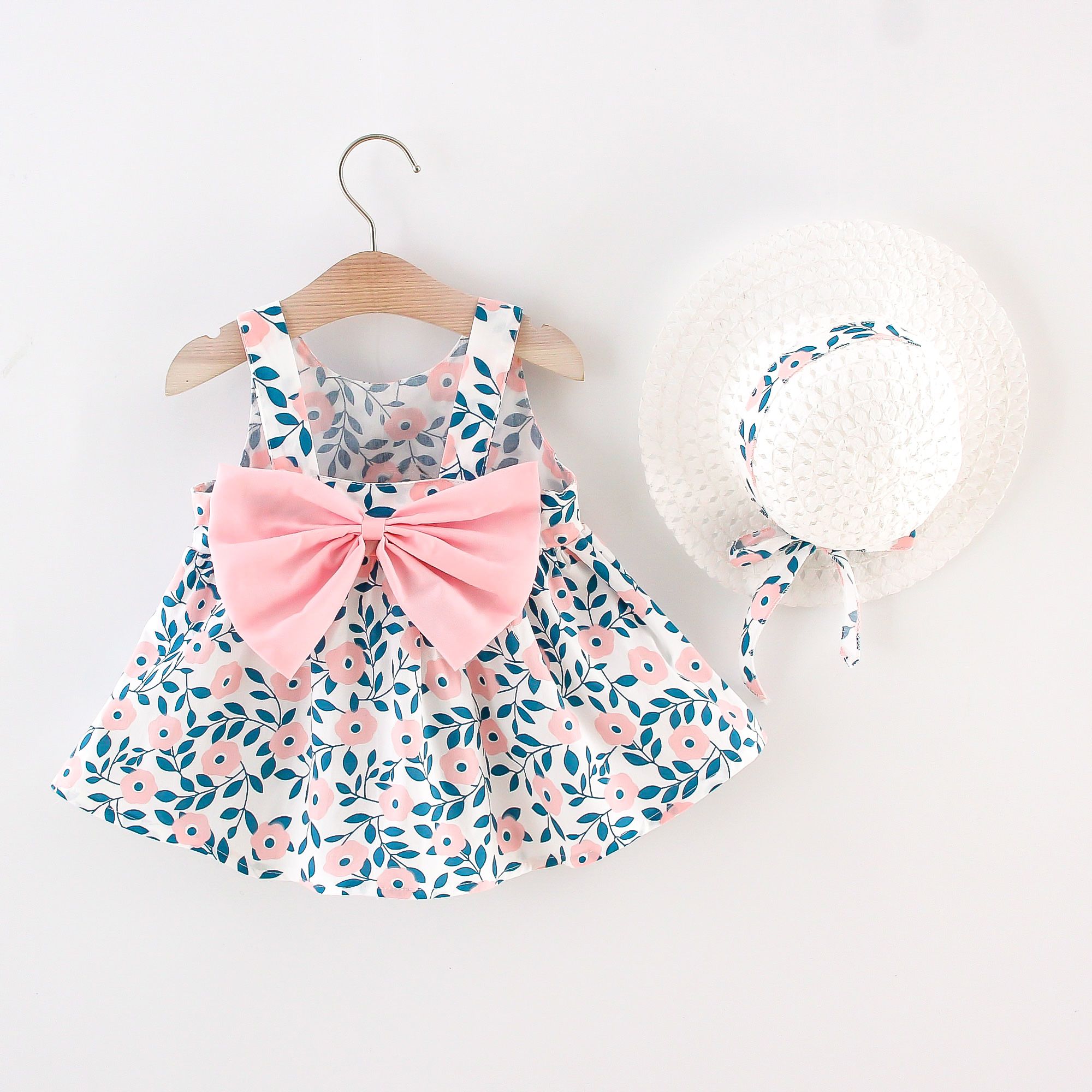 2件 嬰兒 立體造型 碎花 甜美 背心 連衣裙