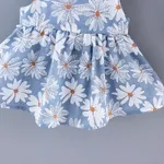 2pcs Toddler Girl Floral Print Bowknot Design Strap Dress and Straw Hat Set  image 4