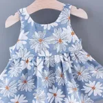 2pcs Baby Girl All Over Daisy Floral Print Bowknot Sleeveless Tank Dress with Hat Set  image 4