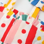 2pcs Baby Girl 100% Cotton Bow Decor Polka Dots & Stripe Print Slip Dress and Hat Set  image 4