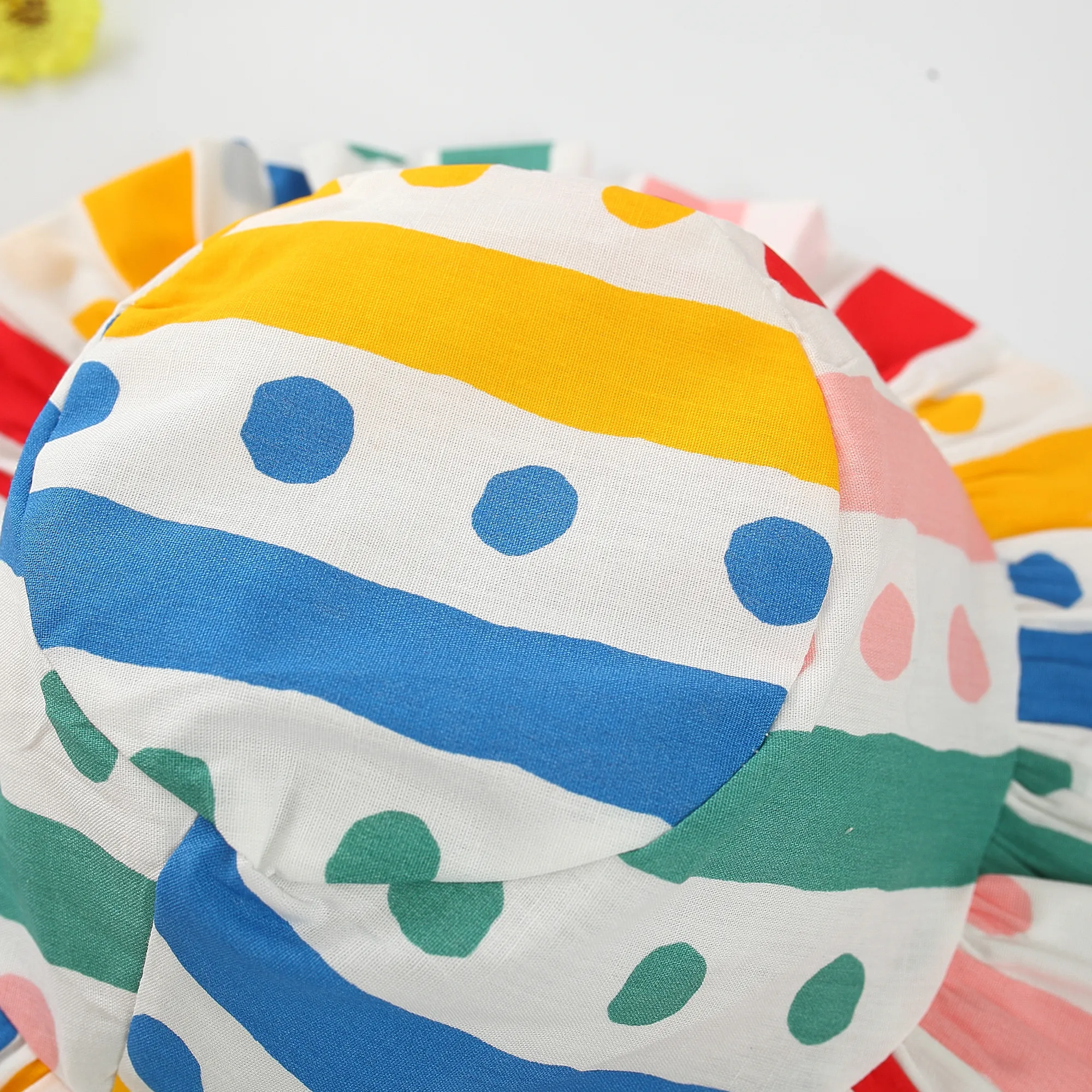 2pcs Baby Girl 100% Cotton Bow Decor Polka Dots & Stripe Print Slip Dress and Hat Set Multicolour-1 image 5