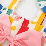 2pcs Baby Girl 100% Cotton Bow Decor Polka Dots & Stripe Print Slip Dress and Hat Set  image 6