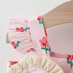 Baby Girl 100% Cotton Allover Floral Print Big Bow Front Flutter-sleeve Dress  Pink image 3