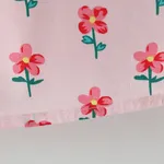 Baby Girl 100% Cotton Allover Floral Print Big Bow Front Flutter-sleeve Dress  Pink image 4