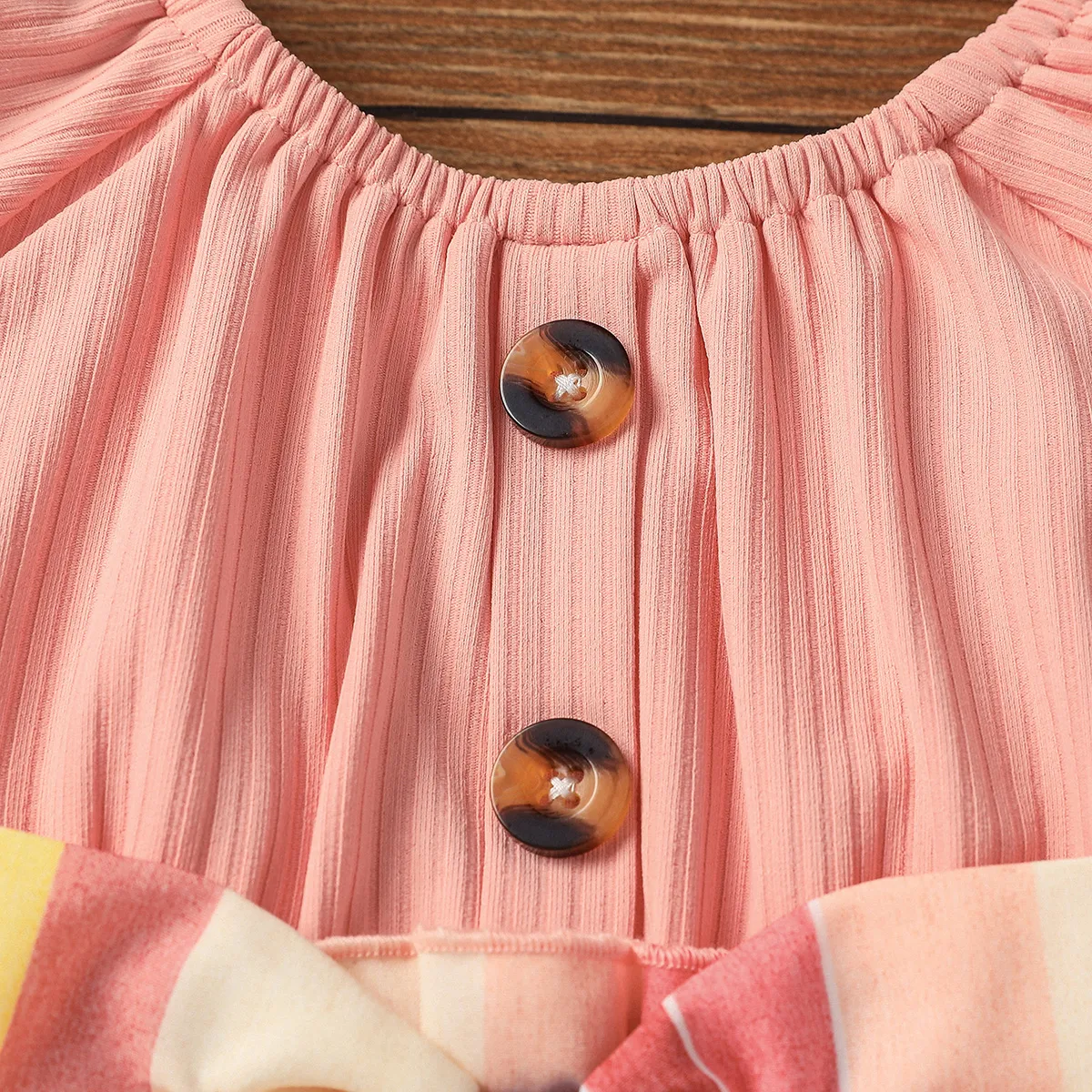 2 Stück Baby Stoffnähte Lässig Kurzärmelig Kleider rosa big image 1