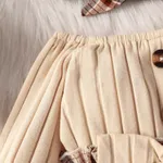 2pcs Baby Girl 95% Cotton Rib Knit Bow Front Long-sleeve Spliced Plaid Dress with Headband Set  image 4