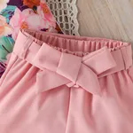 3pcs Baby Girl Allover Floral Print Ruffle Top and Solid Shorts & Belt Set  image 4