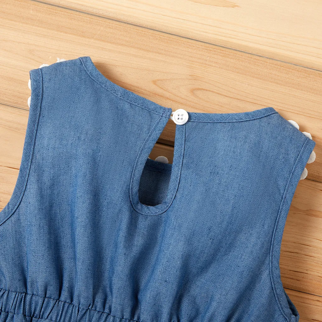 Bebé Hipertátil/3D Casual Sem mangas Vestidos Azul Real image 4
