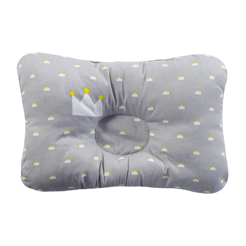 100% Cotton Baby Pillow Newborn Baby Anti Flat Head Baby Sleep Pillow Baby Bedding Sleep Positioner Support Pillow (25*19 cm/9.84*7.48inch  0-12 months) Light Grey big image 1
