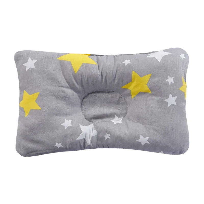 100% Cotton Baby Pillow Newborn Baby Anti Flat Head Baby Sleep Pillow Baby Bedding Sleep Positioner Support Pillow (25*19 cm/9.84*7.48inch  0-12 months) Grey