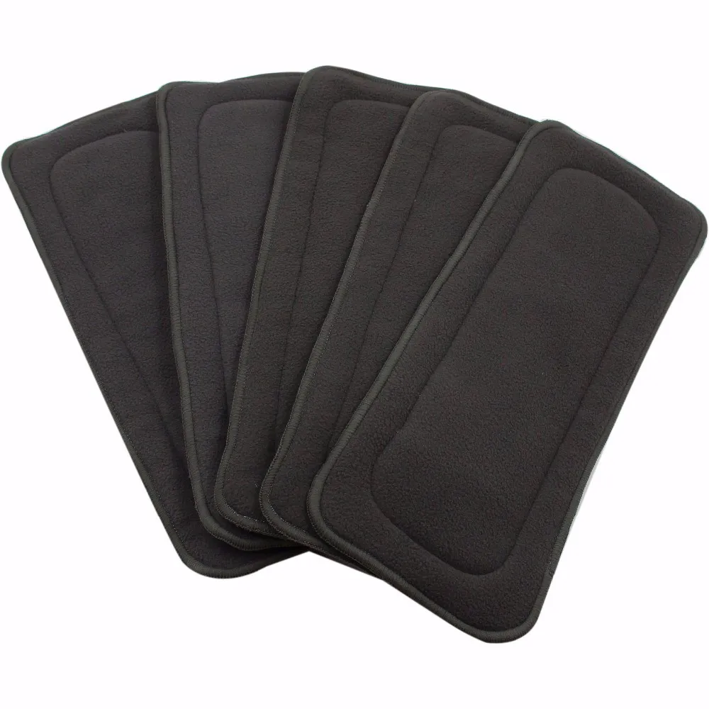2 Pcs  Four-layer Reusable Inserts Super Absorbent Bamboo Charcoal Diaper Inserts
