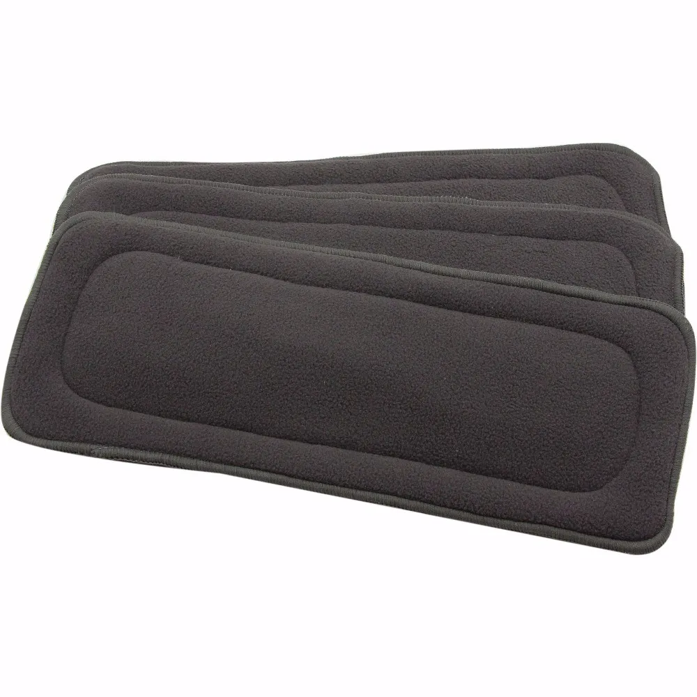 2 Pcs  Four-layer Reusable Inserts Super Absorbent Bamboo Charcoal Diaper Inserts Black big image 1