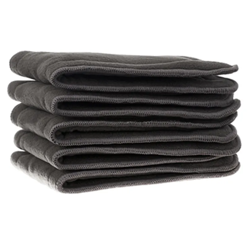 2 Pcs  Four-layer Reusable Inserts Super Absorbent Bamboo Charcoal Diaper Inserts Black big image 1