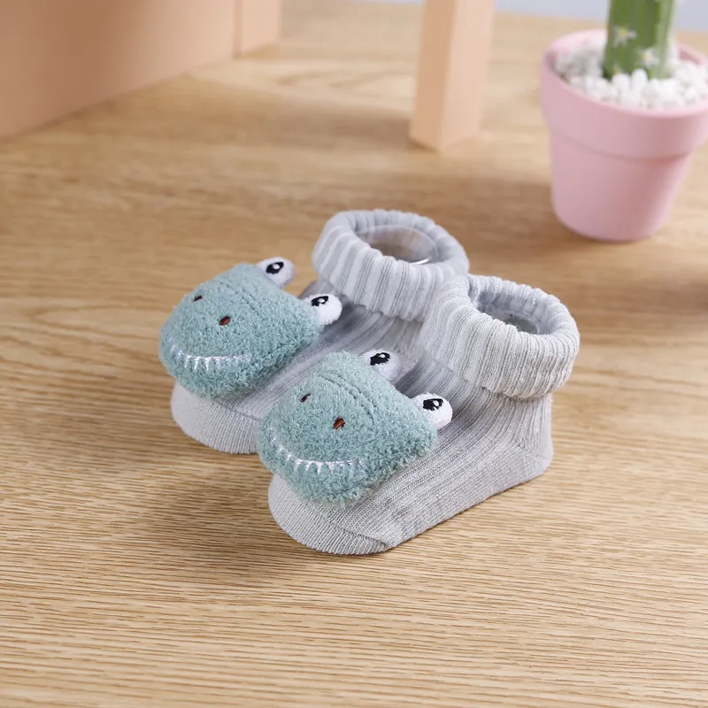 calcetines de algodón de dibujos animados florales animales 3d lindo bebé / niño pequeño Verde big image 1