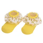 calcetines de color liso con ribete de encaje para bebés y niños pequeños Amarillo