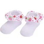 calcetines de color liso con ribete de encaje para bebés y niños pequeños Blanco