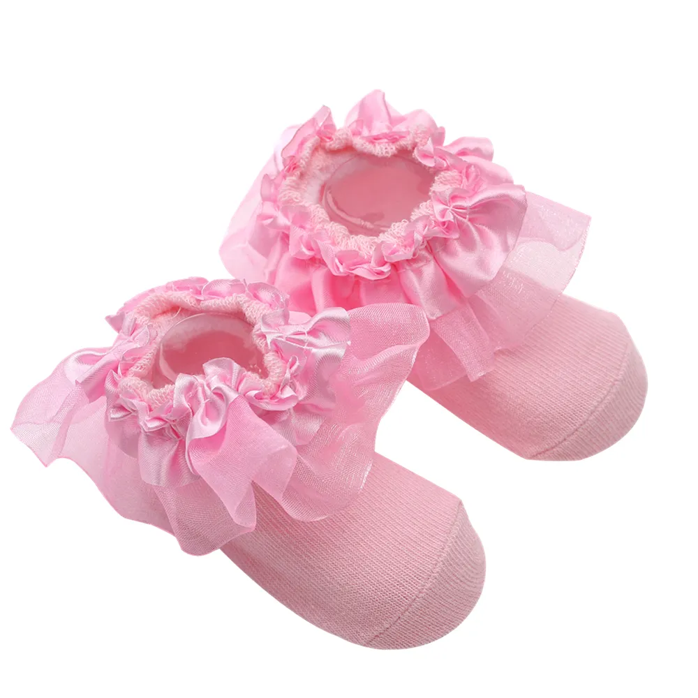 Baby / Toddler Lace Trim Solid Color Socks