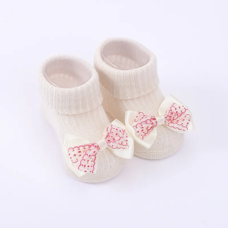 Chaussettes en coton de dessin animé floral animal mignon 3d pour bébé/enfant en bas âge Blanc Crémeux big image 1