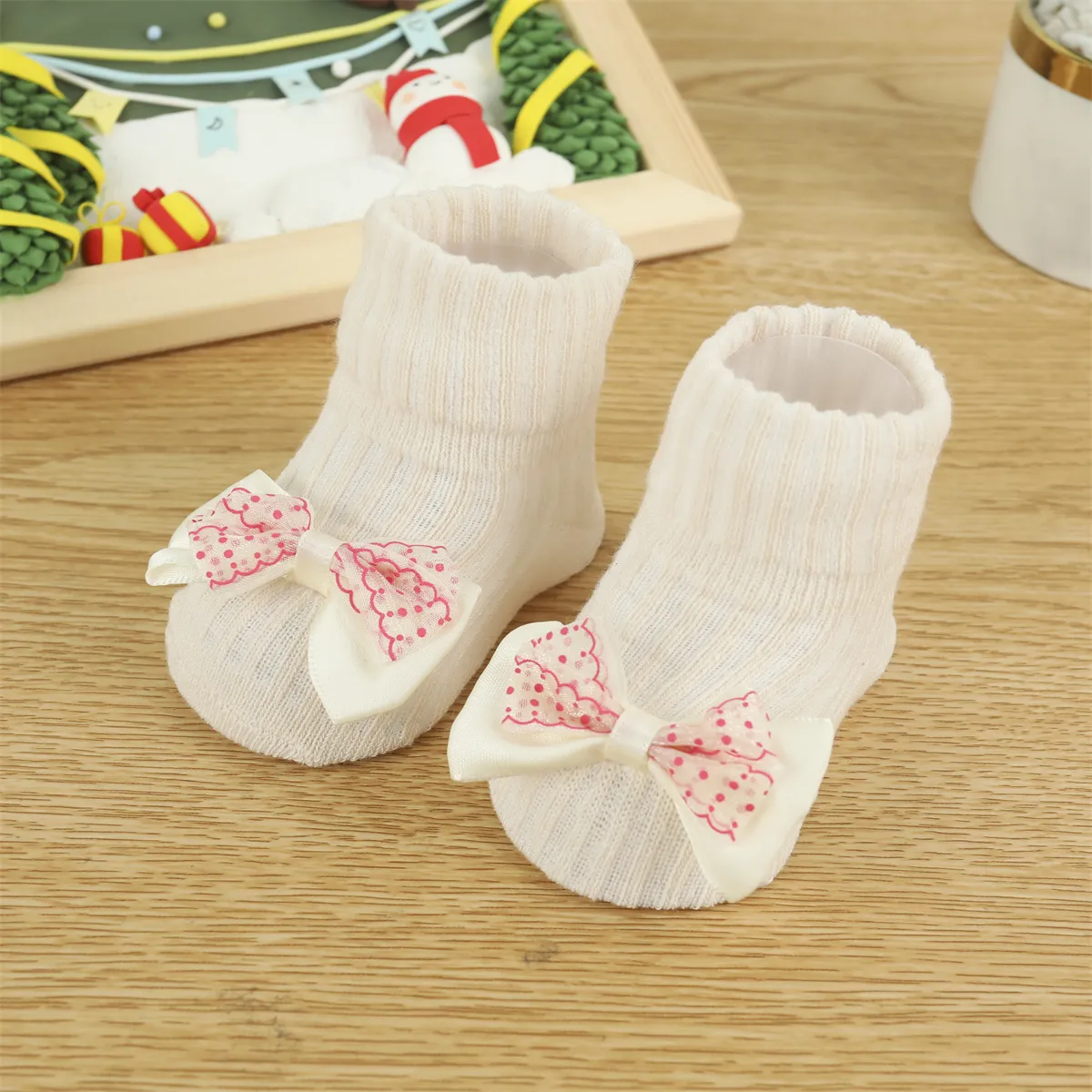calzini di cotone cartone animato floreale animale 3d carino bambino/bambino Bianco Crema big image 1